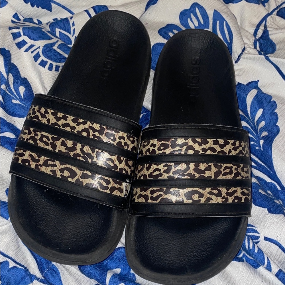 Adidas Leopard Print Slides Size 9